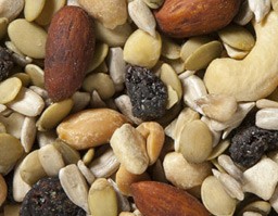 Campfire Trail Mix - Raisins, raw sunflower seeds, dry roasted peanuts, chopped dates, raw pumpkin seeds, raw almonds, and diced apples