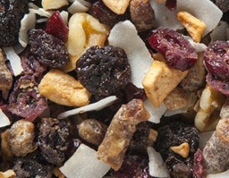 Cape Cod Trail Mix - Raisins, chopped dates, cranberries, walnut halves and pieces, diced apples, and coconut chips.