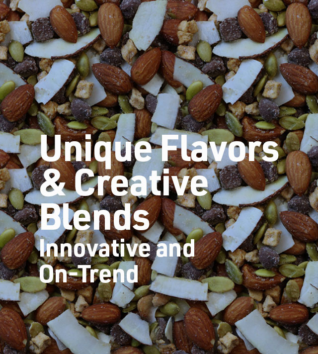 Unique Flavors and Creative Blends - snack blend with nuts, coconut, and seeds.